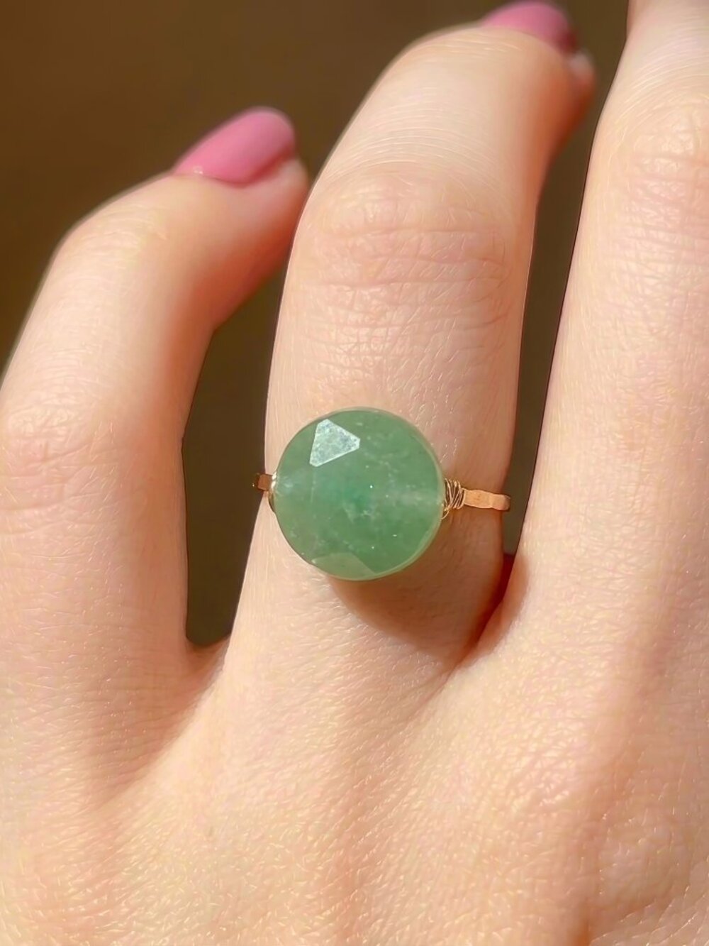 Green Aventurine Statement Ring / Cocktail Ring
